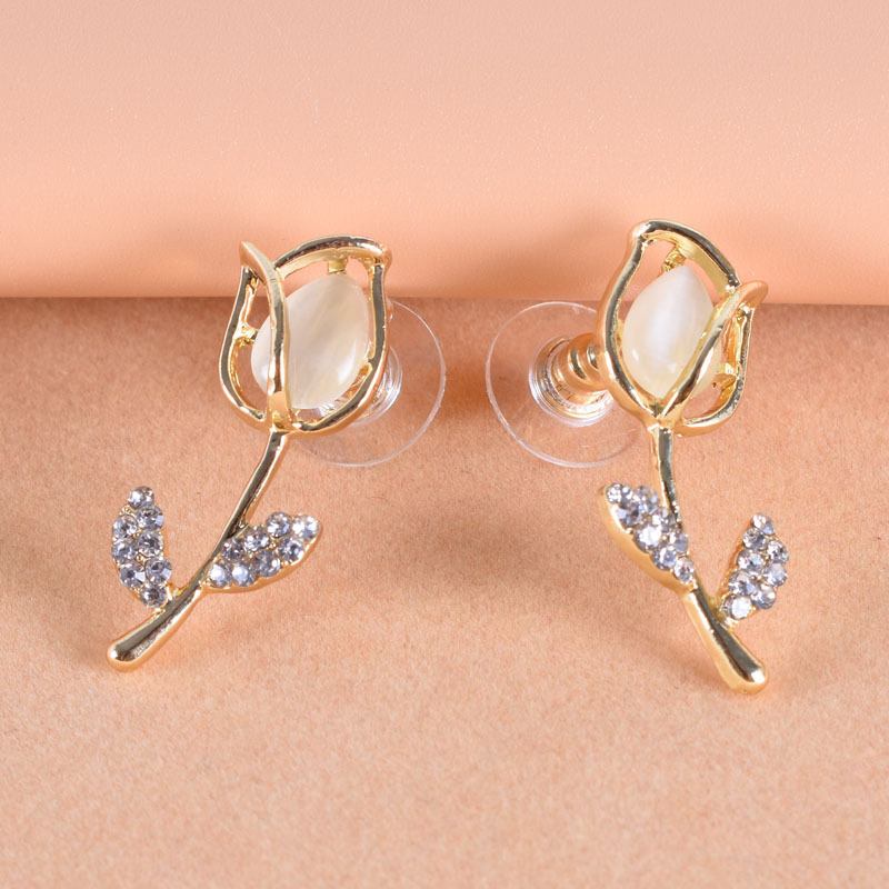 Fashion Flower Alloy Plating Diamond Artificial Diamond Ear Studs 1 Pair display picture 5