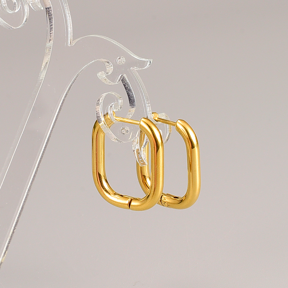 Simple Style Geometric Titanium Steel Hoop Earrings Plating Stainless Steel Earrings display picture 4