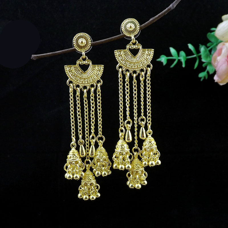 Women's Retro Ethnic Style Bohemian Tassel Alloy No Inlaid Ear Studs Drop Earrings display picture 5