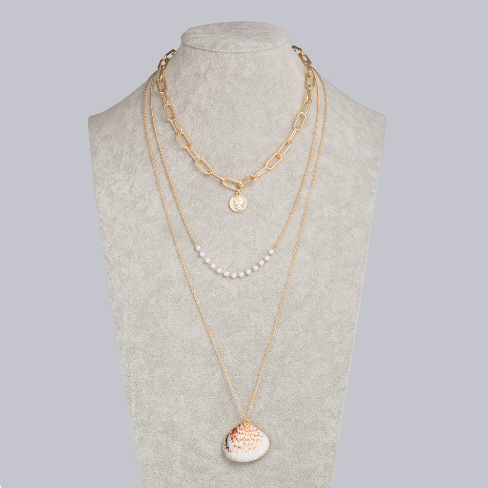 Fashion Creative Shell Multi-layer Twin Retro Round Queen Alloy Necklace display picture 11