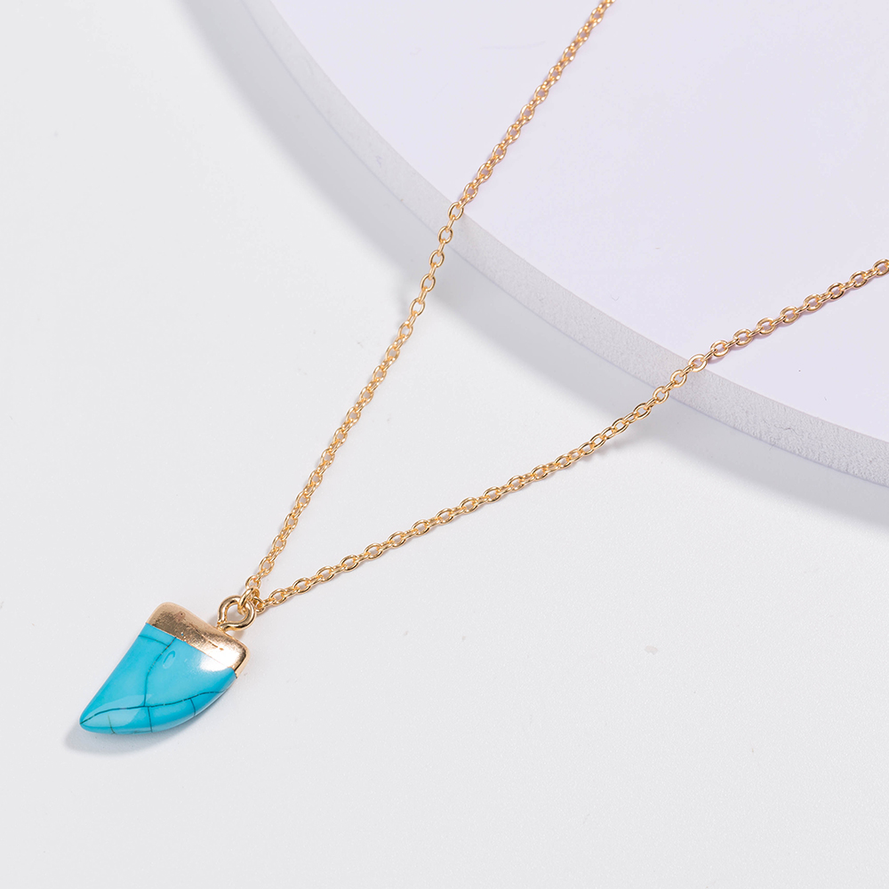 Fashion Retro Multi-layer Women's Turquoise Horn Shape Pendant  Alloy Necklace display picture 16
