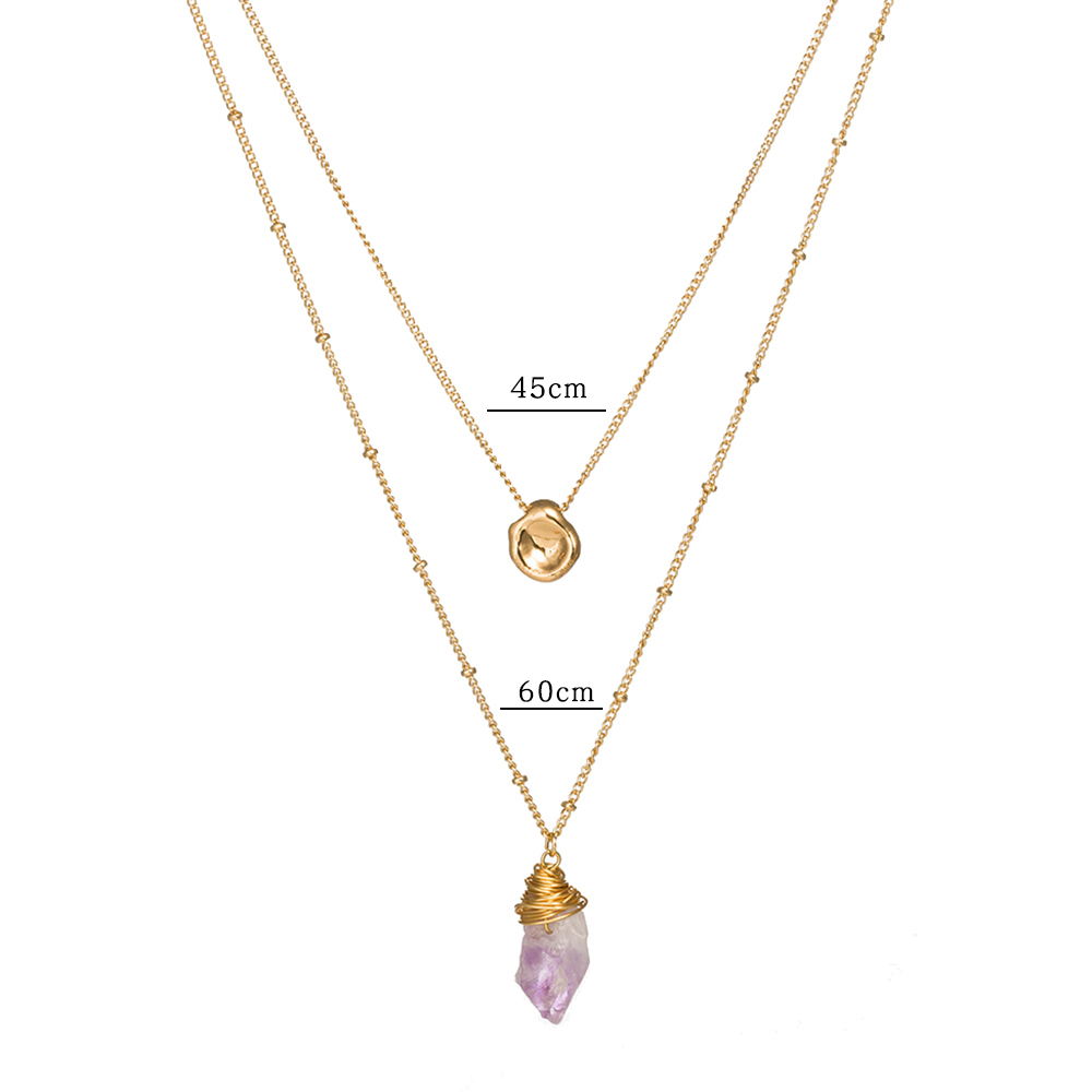Simple Fashion Light Purple Natural Stone Pendant Multi-layer Alloy Necklace display picture 3