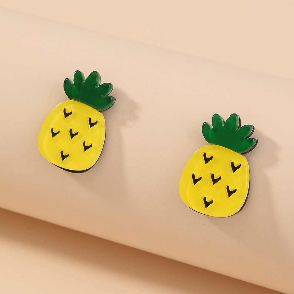 Fashion Creative Cute Simple Small Pineapple Copper Ear Stud Earrings display picture 1