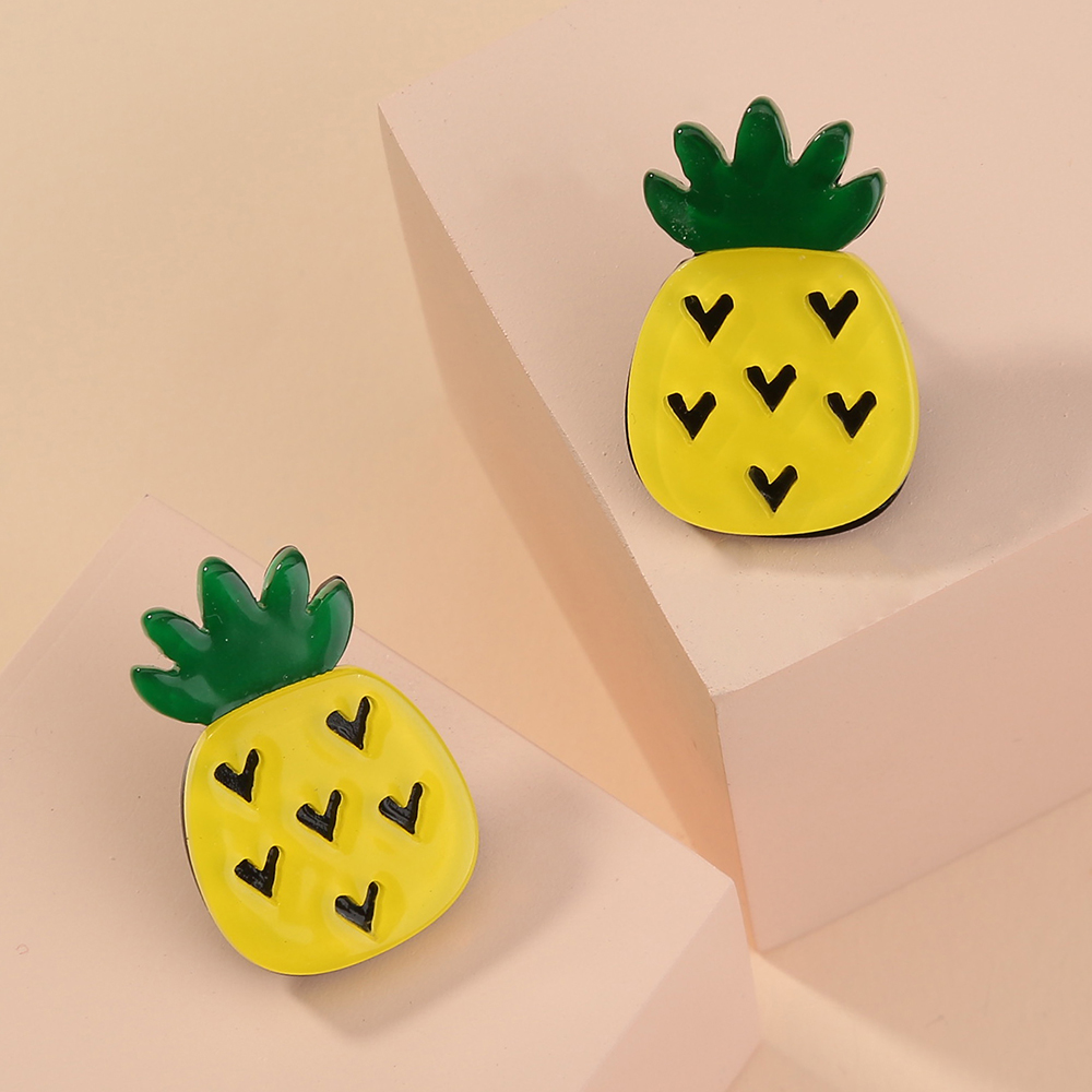 Fashion Creative Cute Simple Small Pineapple Copper Ear Stud Earrings display picture 4