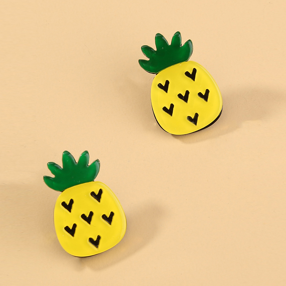 Fashion Creative Cute Simple Small Pineapple Copper Ear Stud Earrings display picture 3