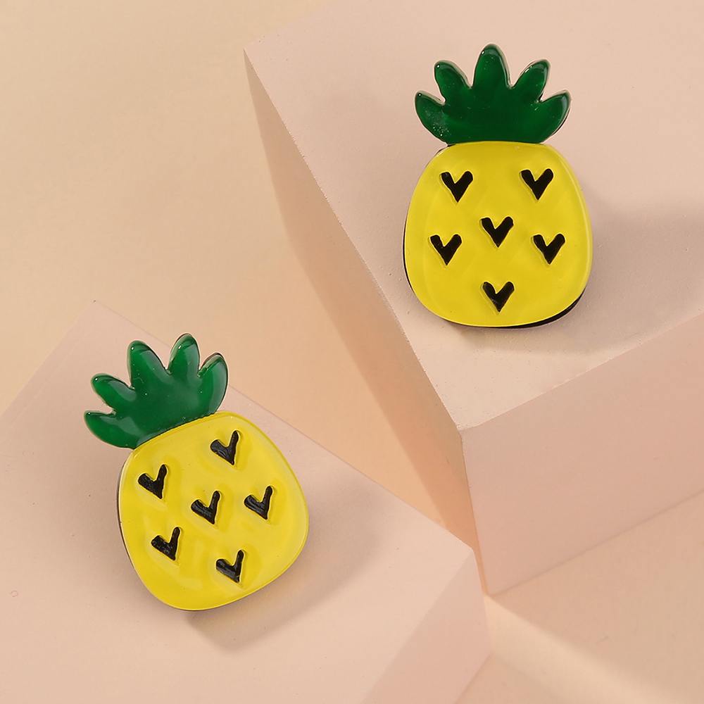Fashion Creative Cute Simple Small Pineapple Copper Ear Stud Earrings display picture 6