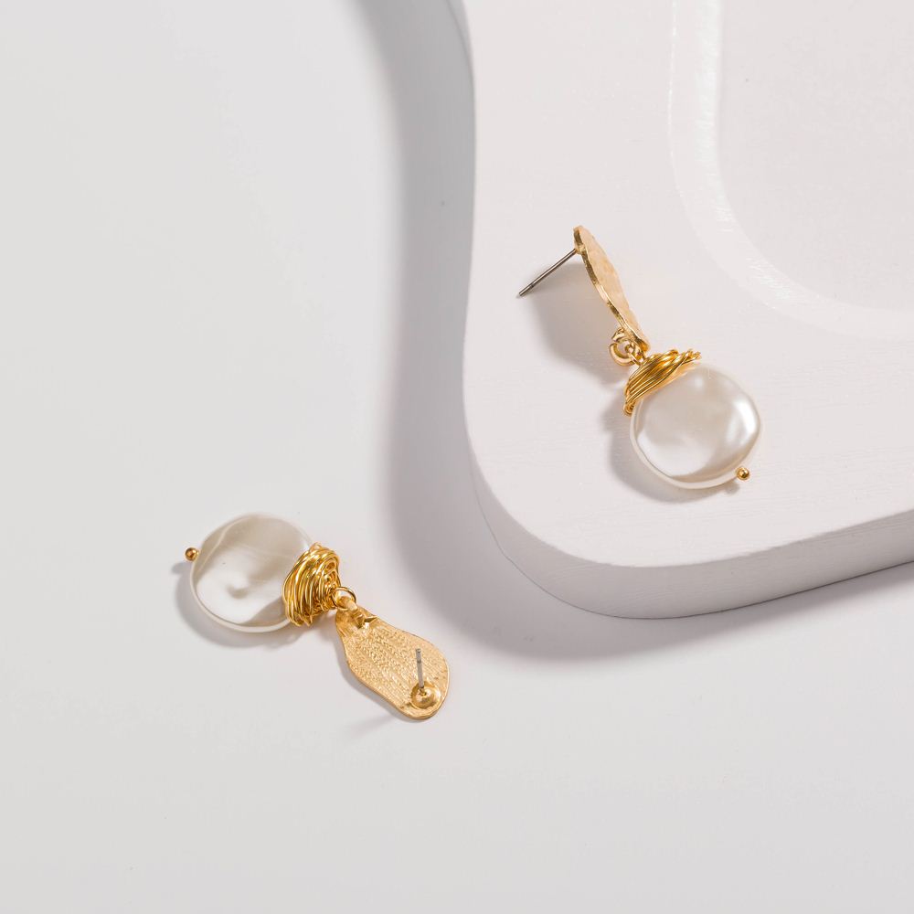 Baroque Style Pearl Alloy Plating Artificial Pearls Earrings display picture 1