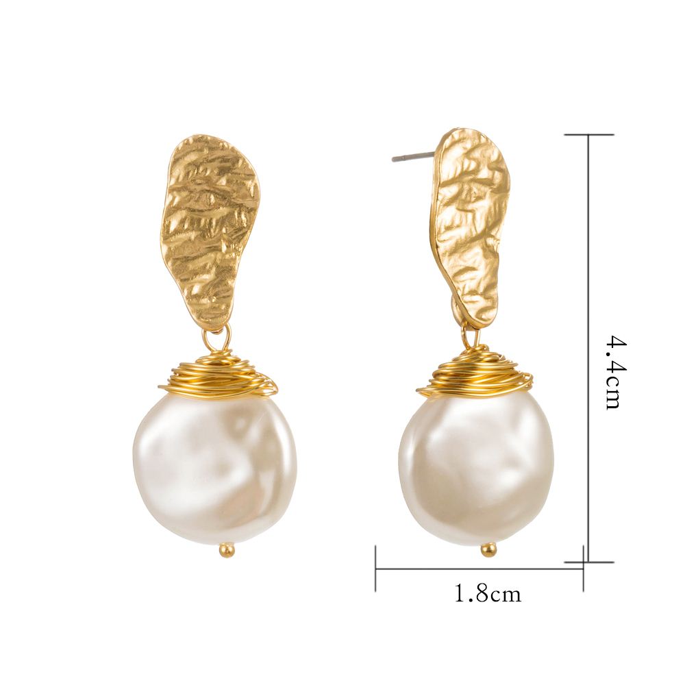 Baroque Style Pearl Alloy Plating Artificial Pearls Earrings display picture 5