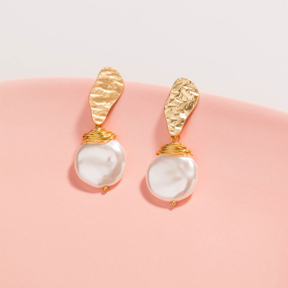 Baroque Style Pearl Alloy Plating Artificial Pearls Earrings display picture 3