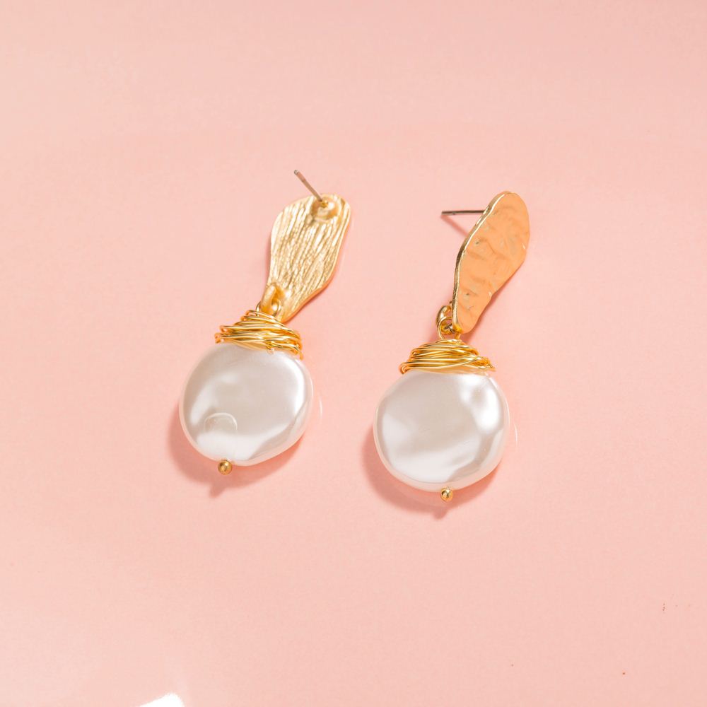 Baroque Style Pearl Alloy Plating Artificial Pearls Earrings display picture 4