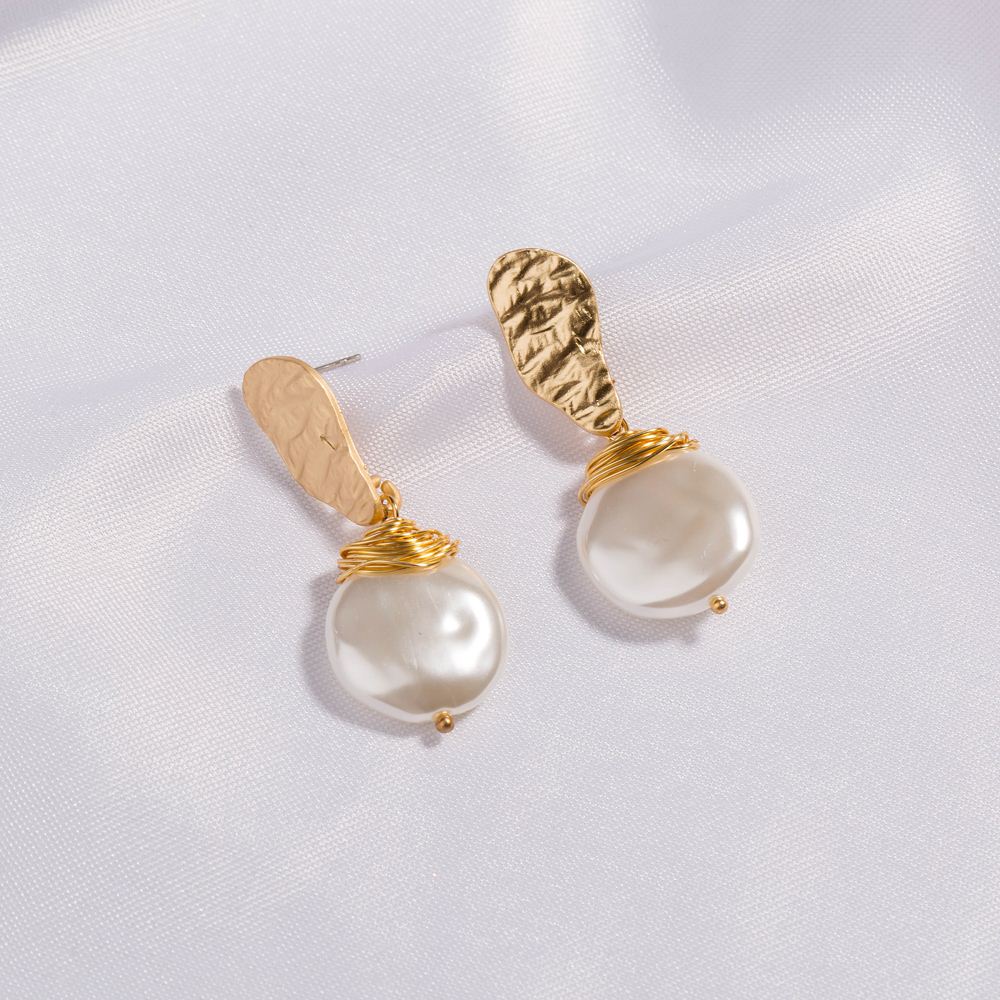 Baroque Style Pearl Alloy Plating Artificial Pearls Earrings display picture 9