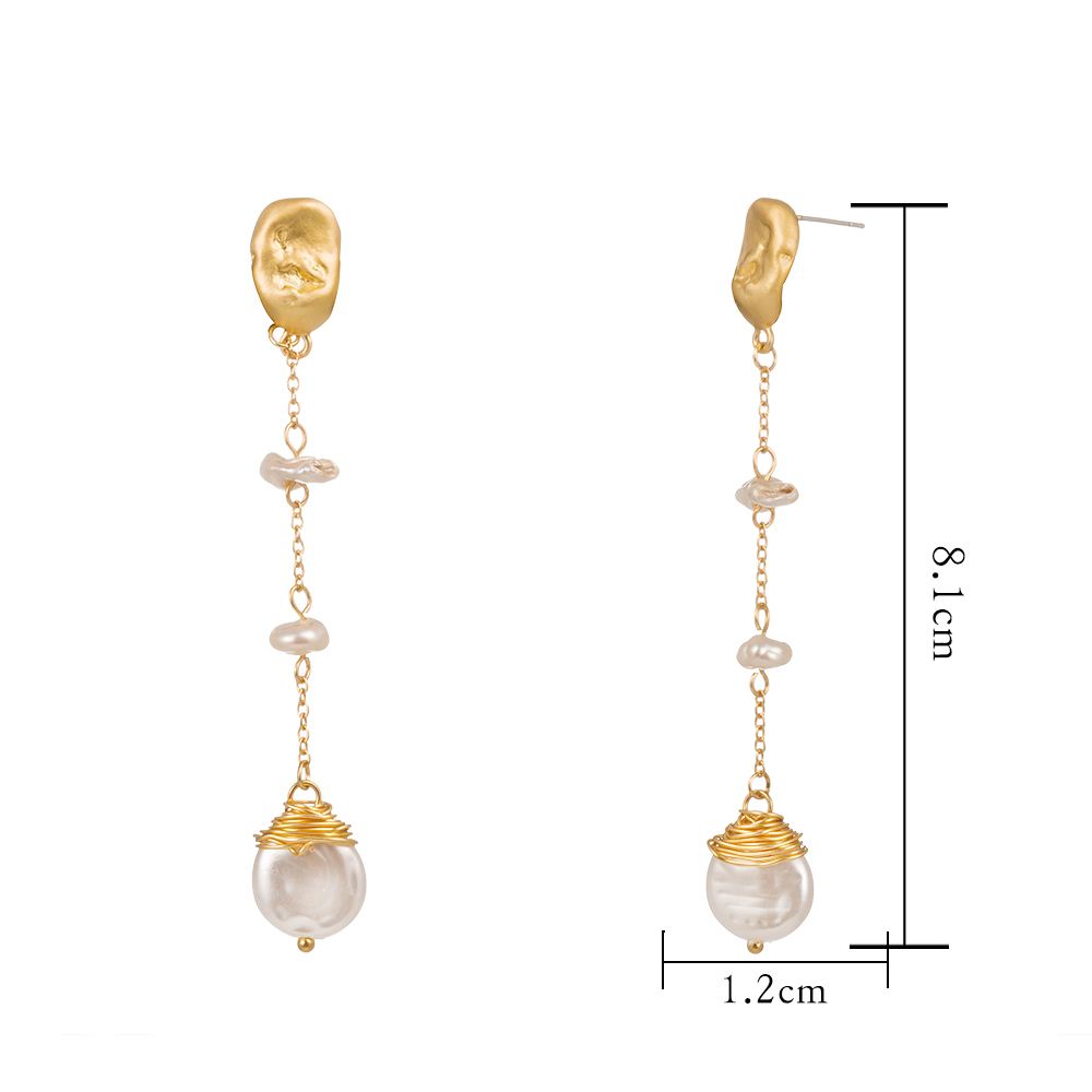 Fashion Simple Special-shaped Imitation Pure White Pearl Tassel Alloy Earrings display picture 2