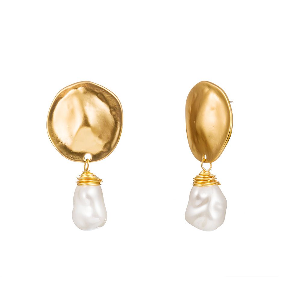 Baroque Style Round Alloy Inlay Pearl Dangling Earrings display picture 2