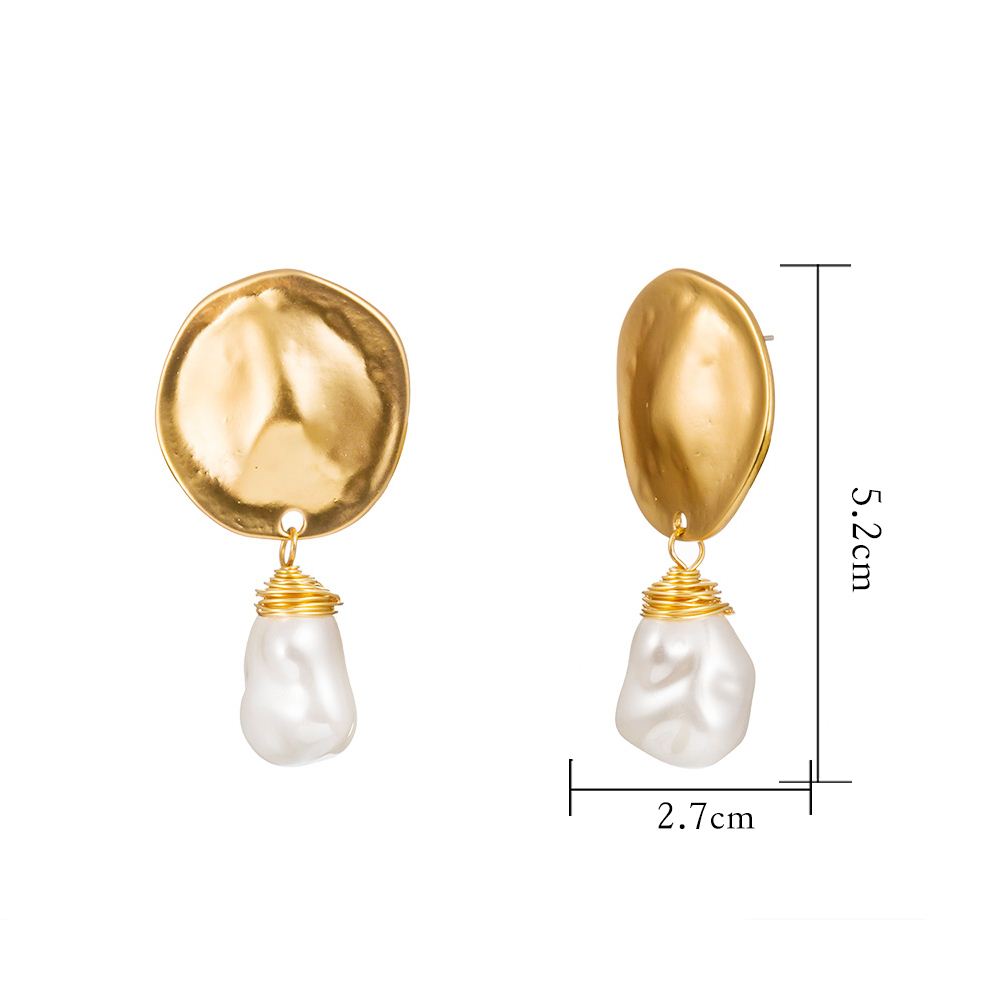 Baroque Style Round Alloy Inlay Pearl Dangling Earrings display picture 4