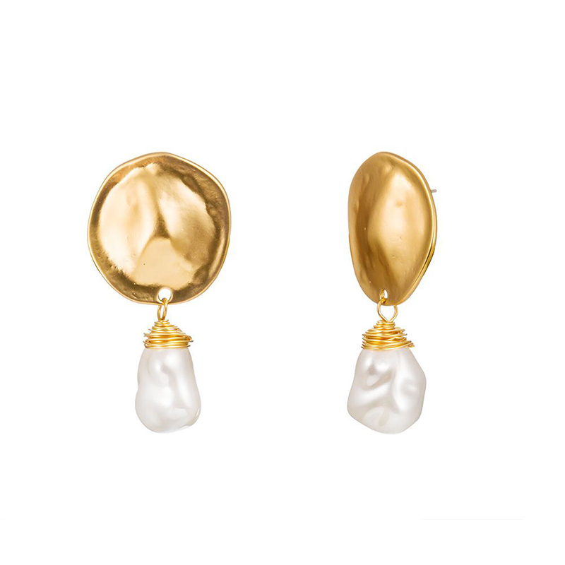 Baroque Style Round Alloy Inlay Pearl Dangling Earrings display picture 6