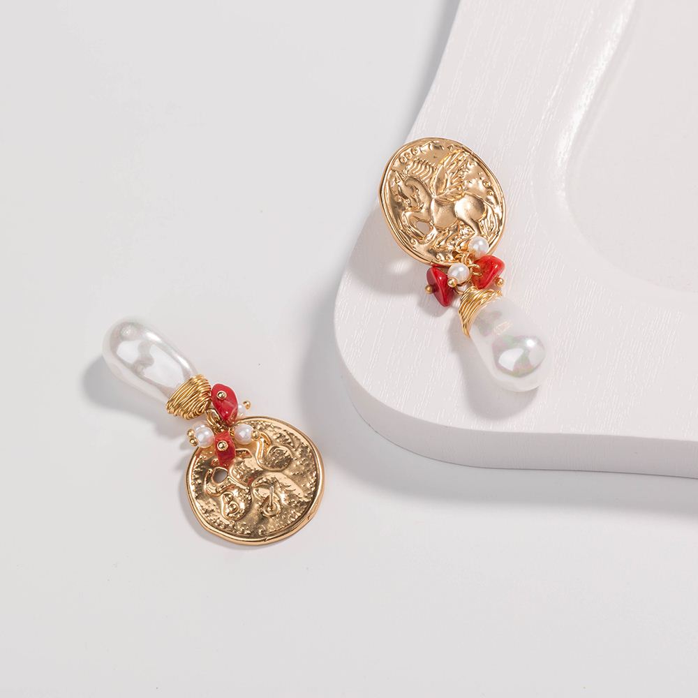 Style Ethnique Rond Cheval Alliage Perles Incrustées Des Boucles D'oreilles 1 Paire display picture 9