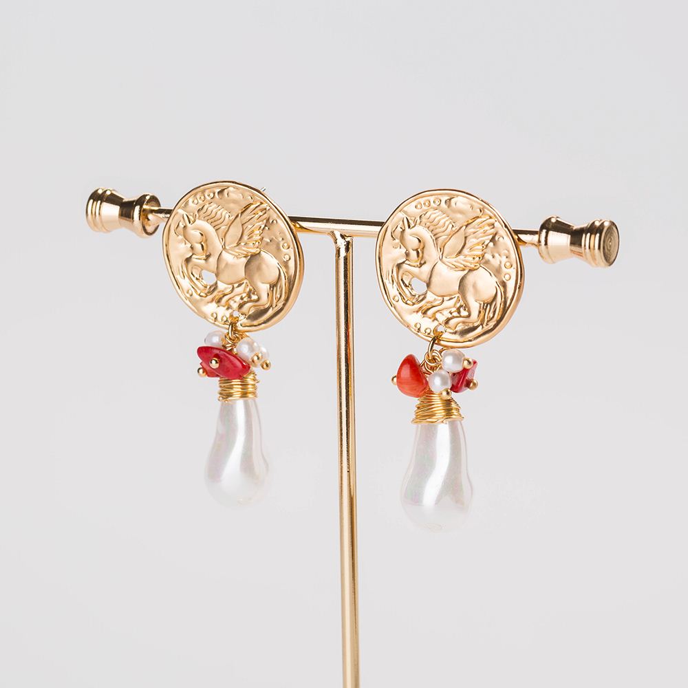 Style Ethnique Rond Cheval Alliage Perles Incrustées Des Boucles D'oreilles 1 Paire display picture 8