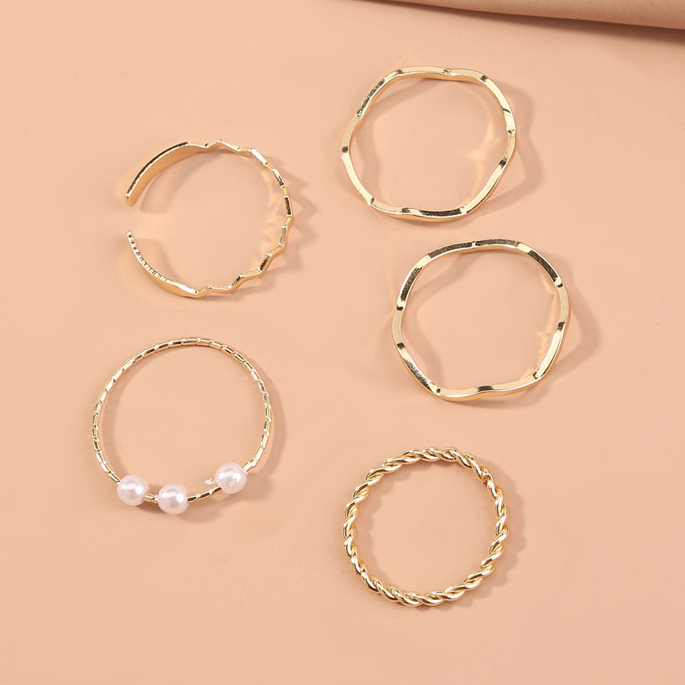 Fashion Geometric Alloy Plating Rings 5 Pieces display picture 3