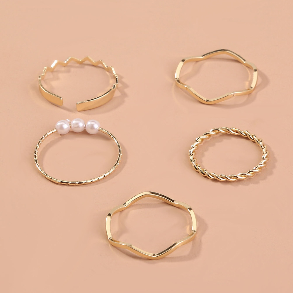 Fashion Geometric Alloy Plating Rings 5 Pieces display picture 2