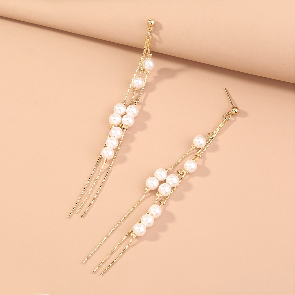 Retro Geometric Alloy Plating Artificial Pearls Earrings 1 Piece display picture 2