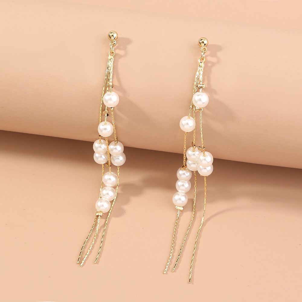 Retro Geometric Alloy Plating Artificial Pearls Earrings 1 Piece display picture 1