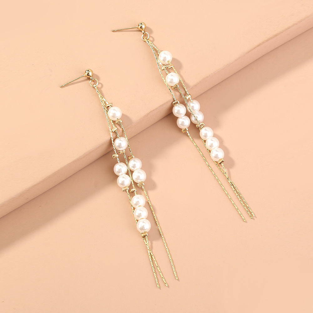 Retro Geometric Alloy Plating Artificial Pearls Earrings 1 Piece display picture 4