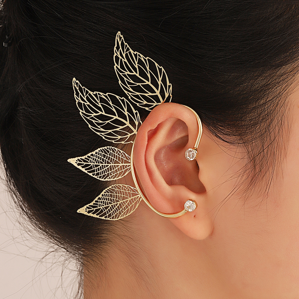 Women's Retro Fashion Feather Copper Earrings Artificial Rhinestones Earrings display picture 1