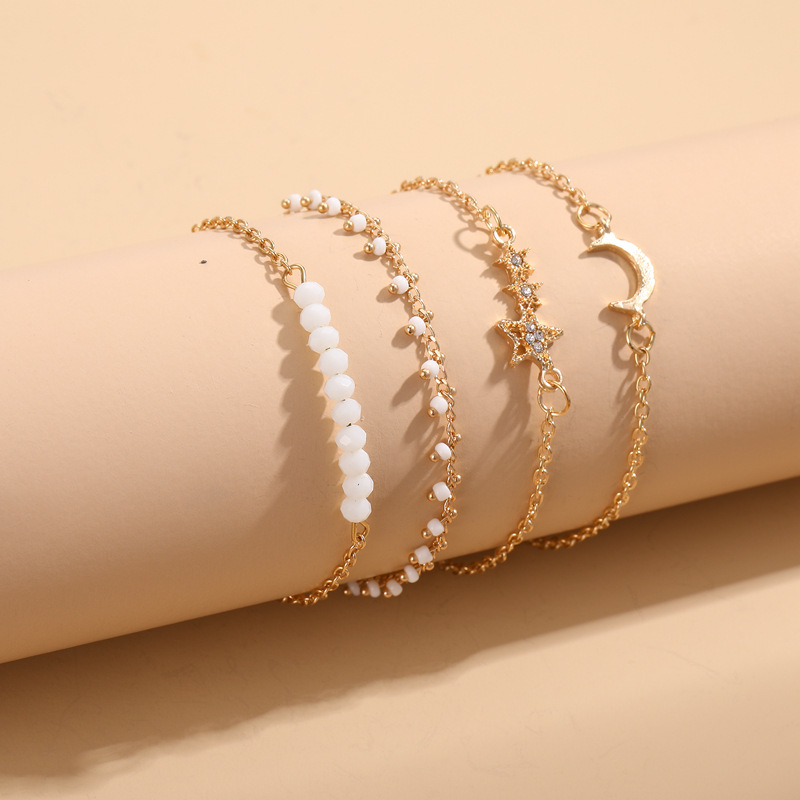 Retro Fashion Star Moon Alloy Plating Inlaid Pearls Artificial Pearls Bracelets display picture 5