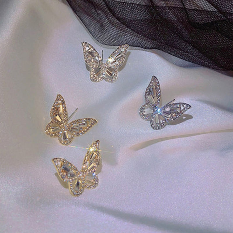 Como La Imagen Moda Mariposa Embutido Aleación Diamantes De Imitación Pendientes display picture 8