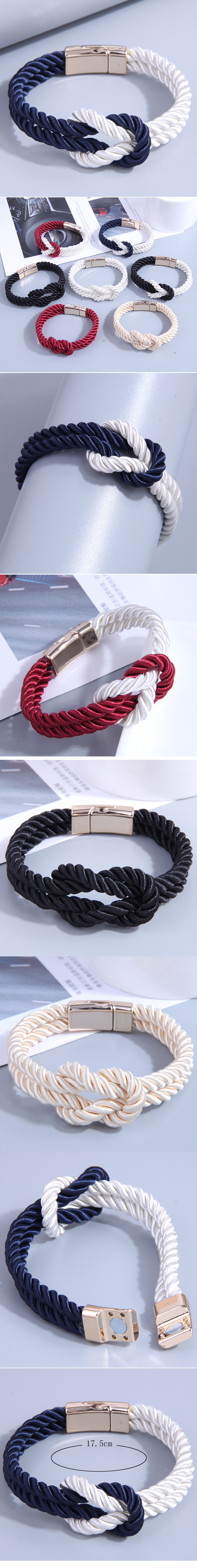 Simple Fashion Solid Color Knotted Strings Magnet Nylon  Bracelet display picture 1
