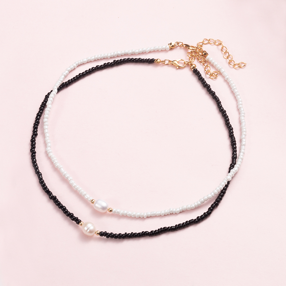 Mode Süß Geometrisch Einfarbig Glas Perlen Halskette display picture 3