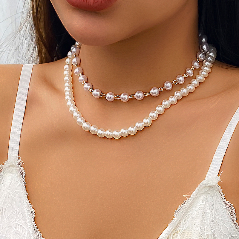 Women's Vintage Style Solid Color Imitation Pearl Necklace Beaded Artificial Pearl 1 Piece display picture 1