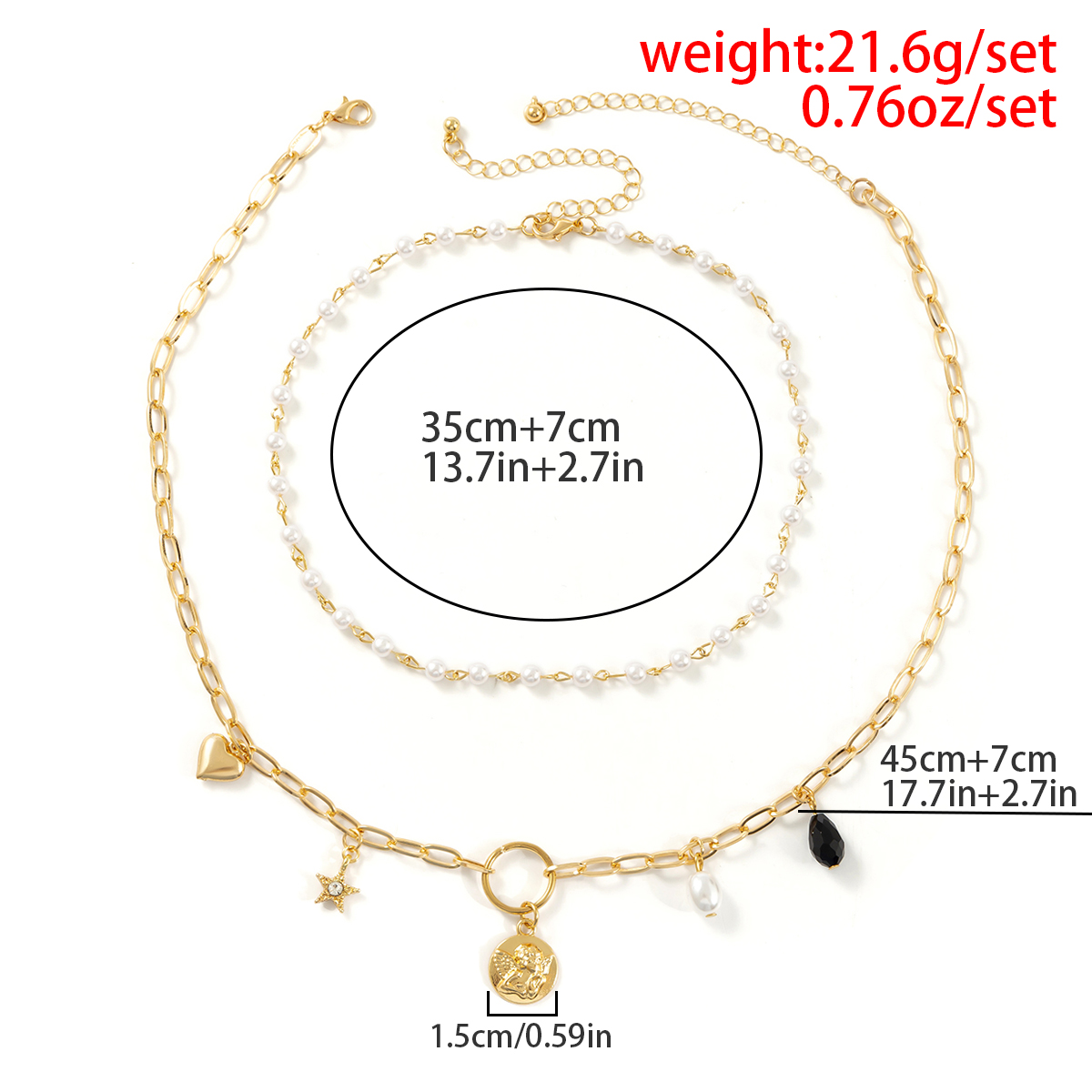 Fashion Star Heart Shape Imitation Pearl Alloy Diamond Necklace display picture 4