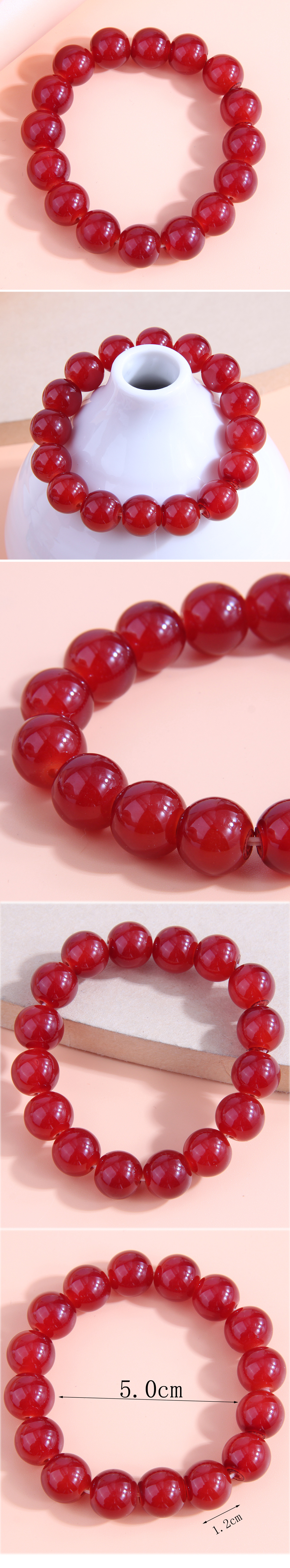 Fashion Simple Red  Elastic Big Glass Beads Bracelet display picture 1