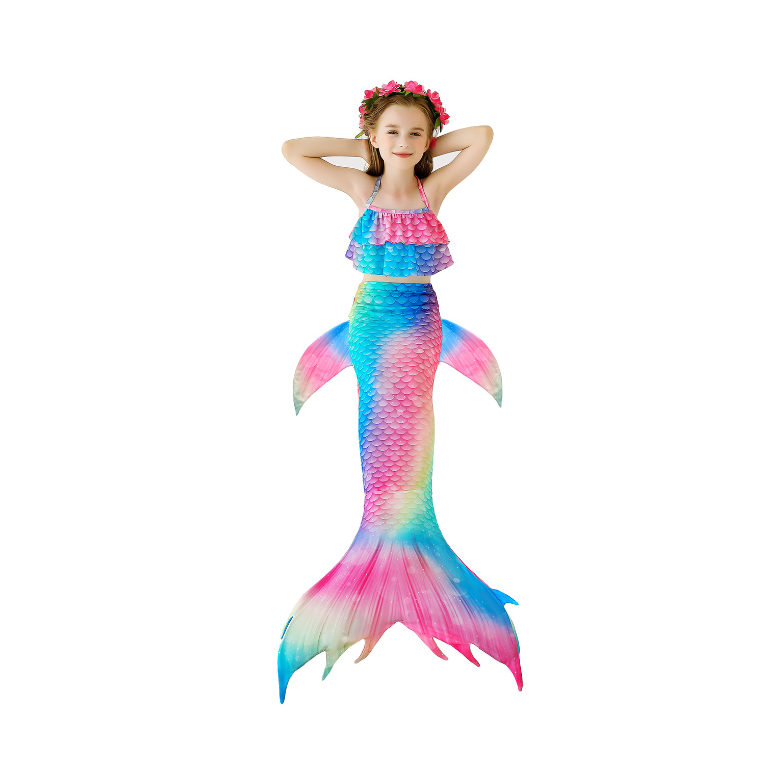 New Style Cute Children's Mermaid Tail Swimsuit Three-piece Suit display picture 2