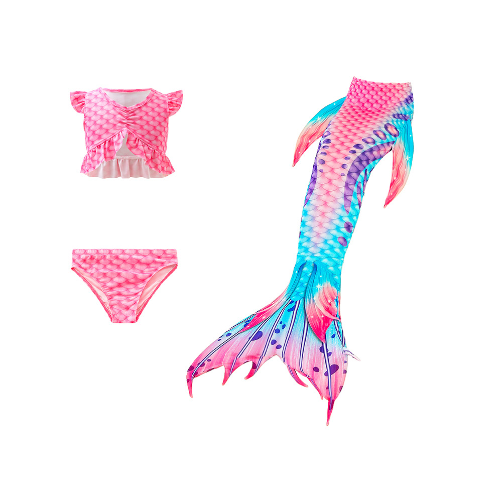 New Style Cute Colorful Children's Mermaid Tail Swimsuit Three-piece Suit display picture 2