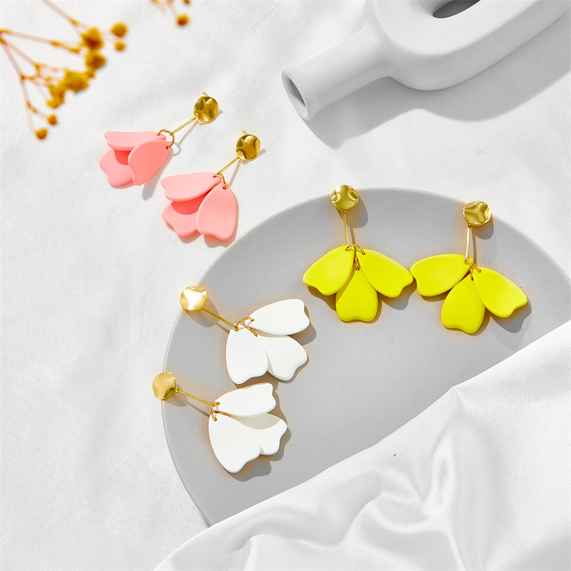New Style Fashion Red Blue Petal Leaf Pendant Earrings display picture 5