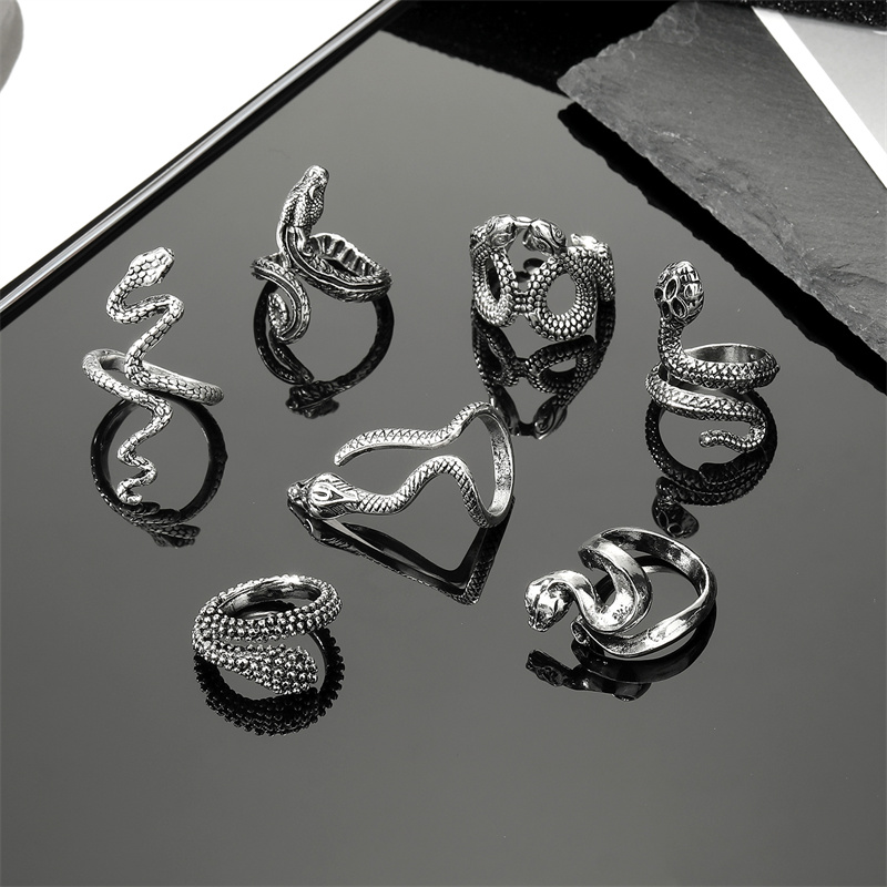 Men's Vintage Style Snake Alloy Rings Rings display picture 3