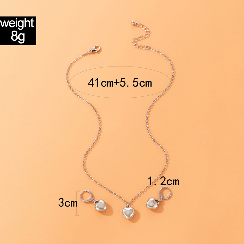 Basic Style (simple Style) Alloy Heart Shape Earrings Necklace Jewelry Set Daily display picture 1