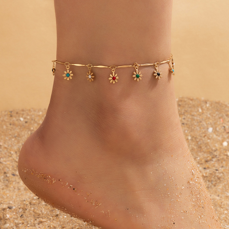 Fashion Alloy Tassel Flowers Anklet Daily display picture 1