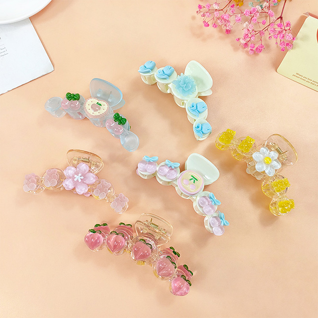 Fashion Sweet Cute Geometric Fruit Female Updo Hair Claw Transparent Head Clip display picture 2