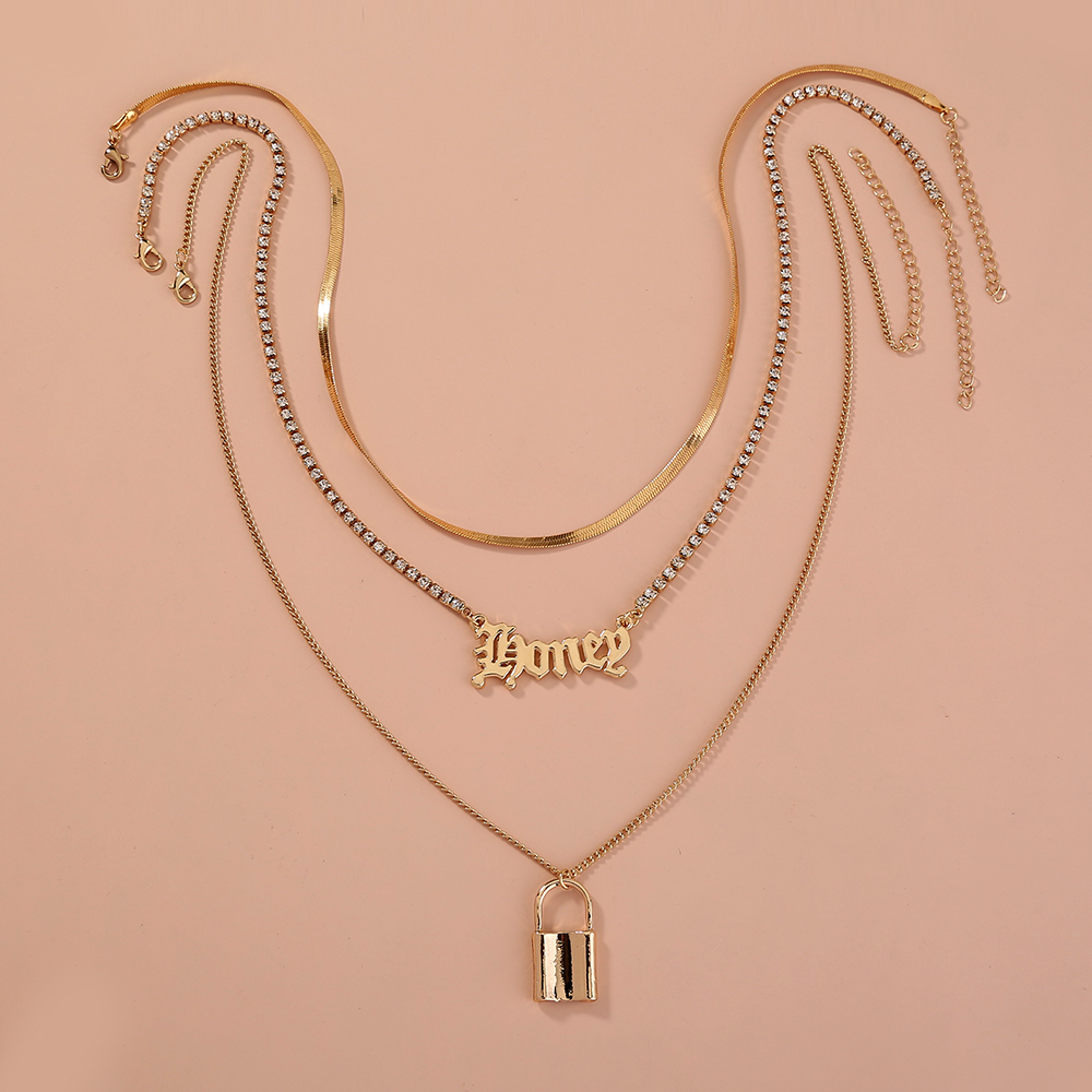 Fashion Letter Lock Alloy Plating No Inlaid Necklace display picture 1
