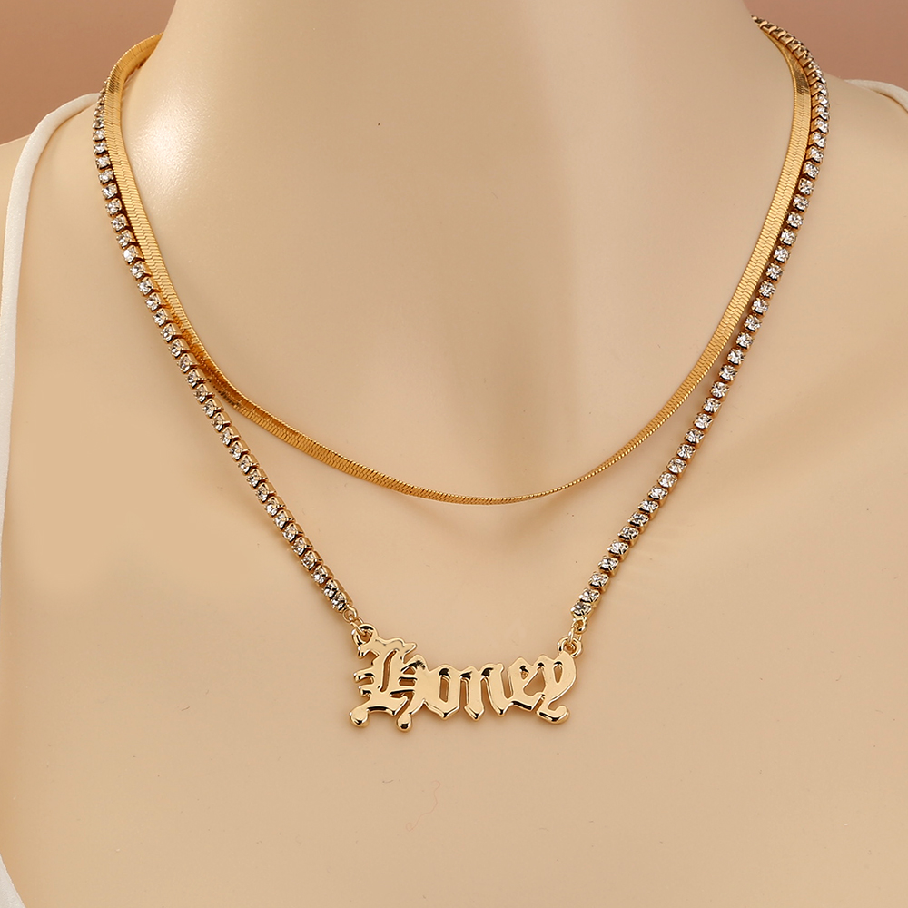 Fashion Letter Lock Alloy Plating No Inlaid Necklace display picture 6