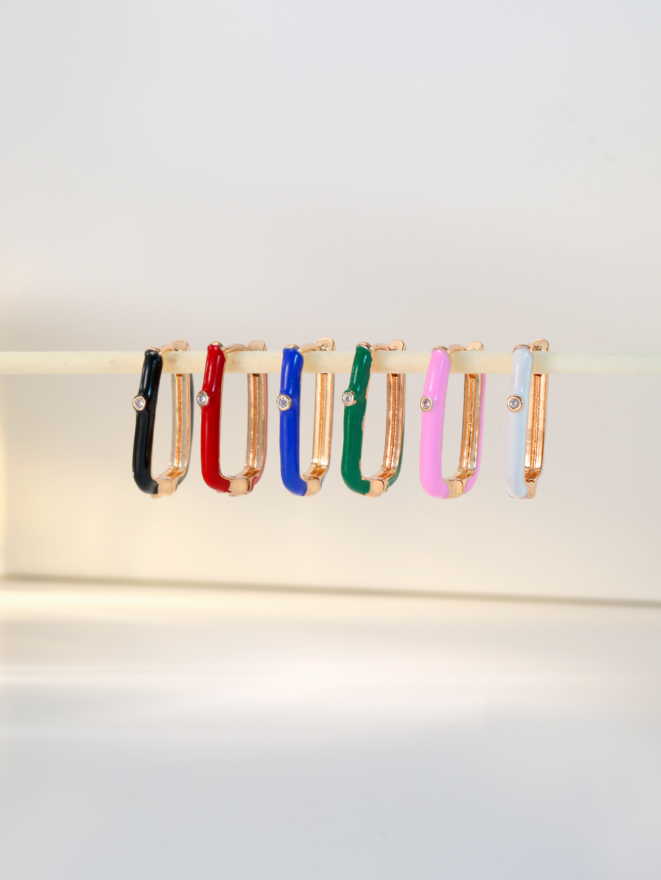 Women's Basic Fashion Rectangle Copper Zircon Earrings Stoving Varnish Hoop Earrings display picture 3