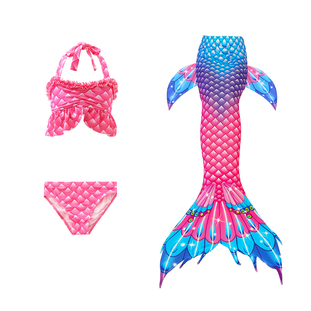 Children's Mermaid Tail Clothing Swimsuit Bikini Three-piece Suit display picture 1
