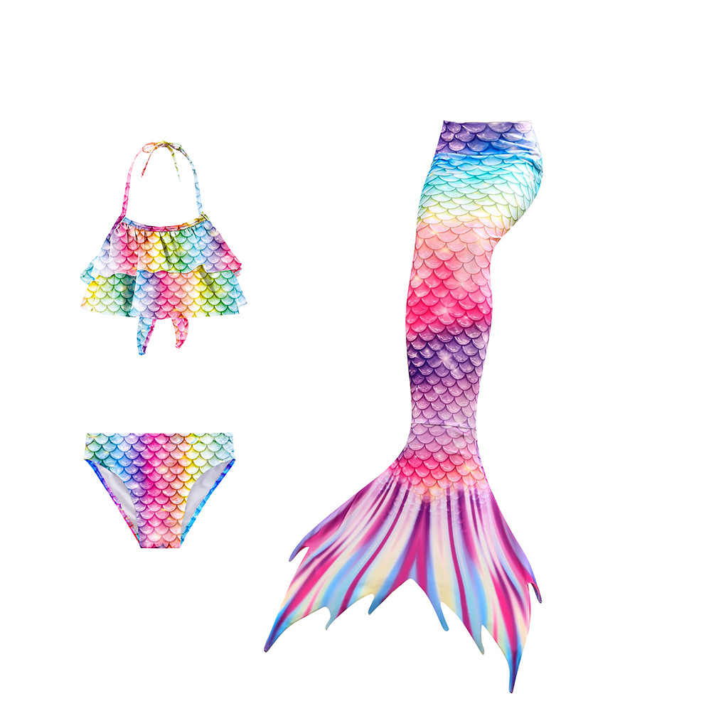 Mermaid Tail Clothes Children Girl Split Swimming Bikini Three-piece Suit display picture 1