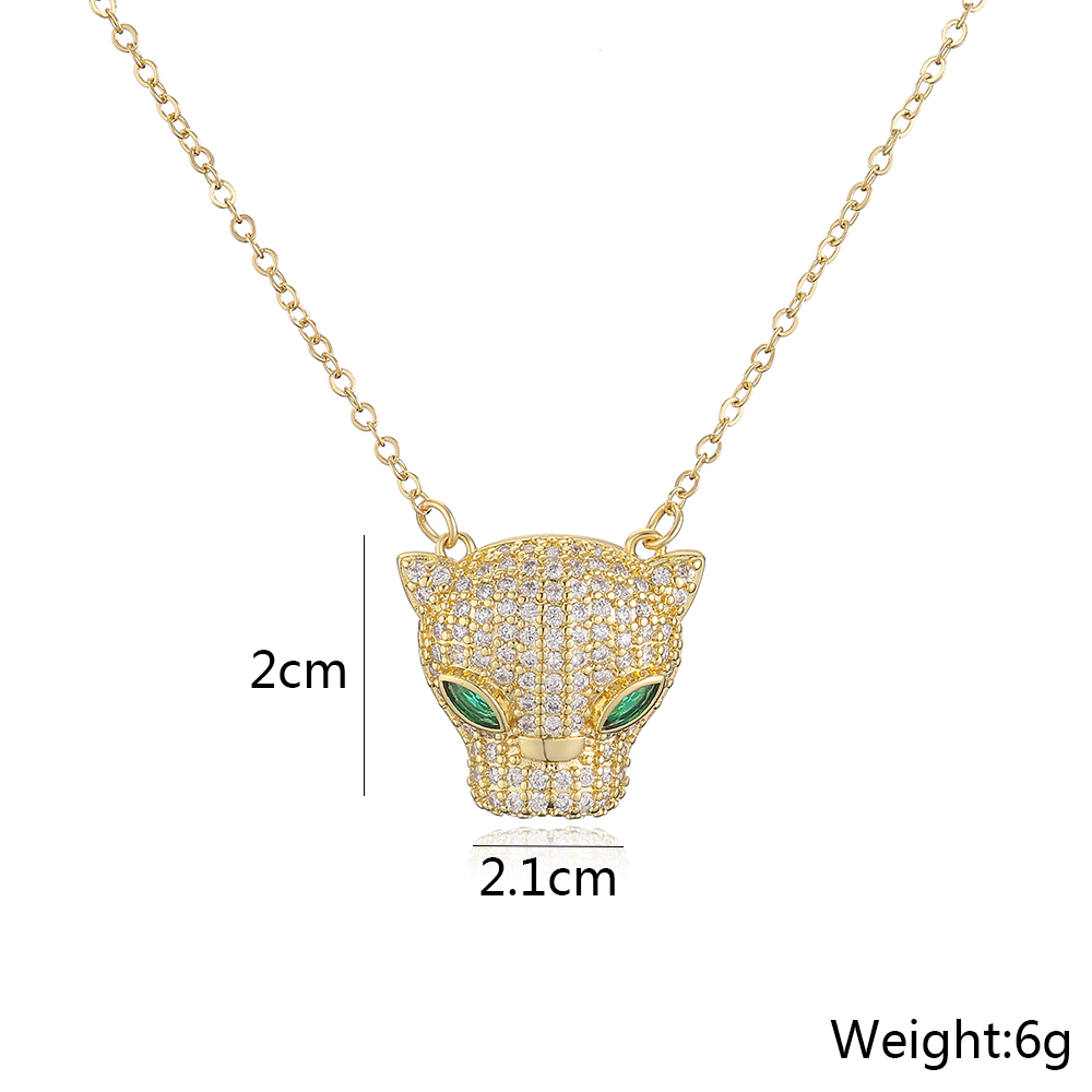 Mode Kupfer Leoparden Kopf Halskette Täglich Eingelegter Zirkon Zirkon Kupfer Halsketten display picture 3