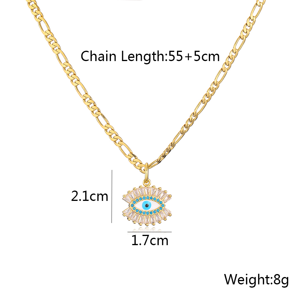 Women's Fashion Devil's Eye Copper Necklace Inlaid Zircon Zircon Copper Necklaces display picture 6