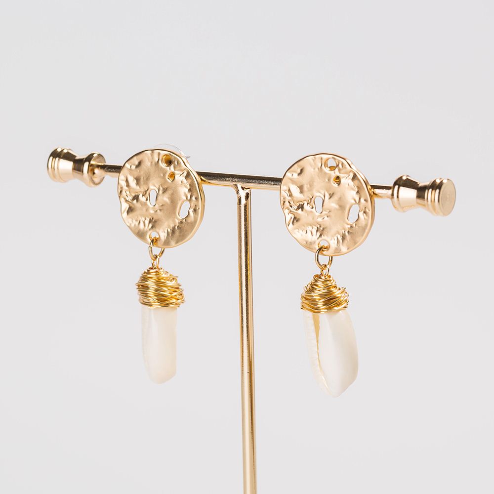 Style Vintage Rond Coquille Alliage Placage Incruster Coquille Boucles D'oreilles display picture 7