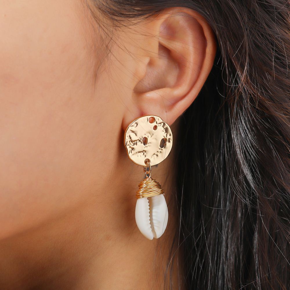 Style Vintage Rond Coquille Alliage Placage Incruster Coquille Boucles D'oreilles display picture 14